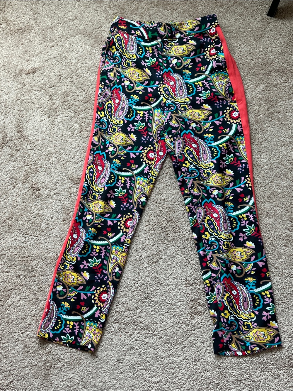 NWOT Boden Ludlow Multicolor Paisley Pants with Red Side Stripe - Picture 2 of 9